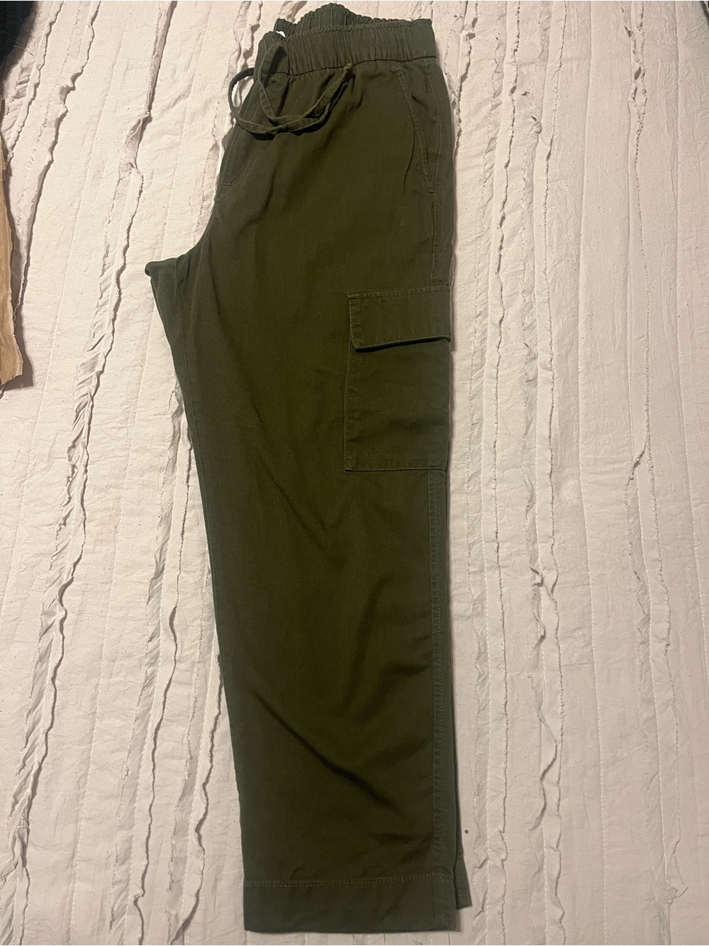 Men's Olive Cargo Jogger Pants - Drawstring Waist